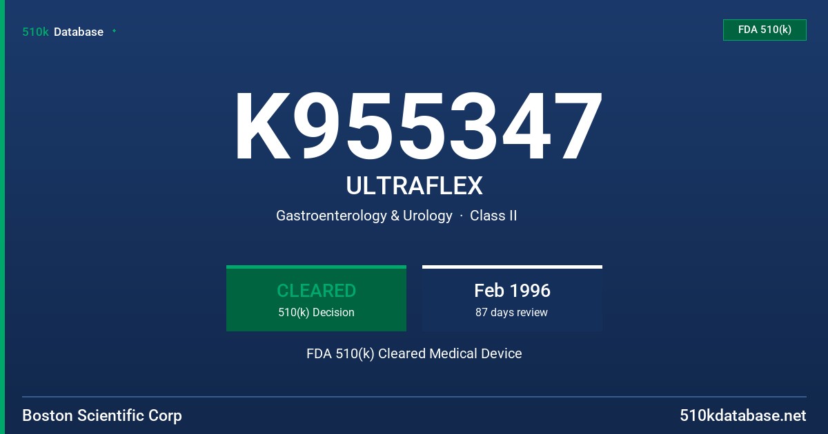 K955347 ULTRAFLEX FDA 510(k) Cleared Medical Device