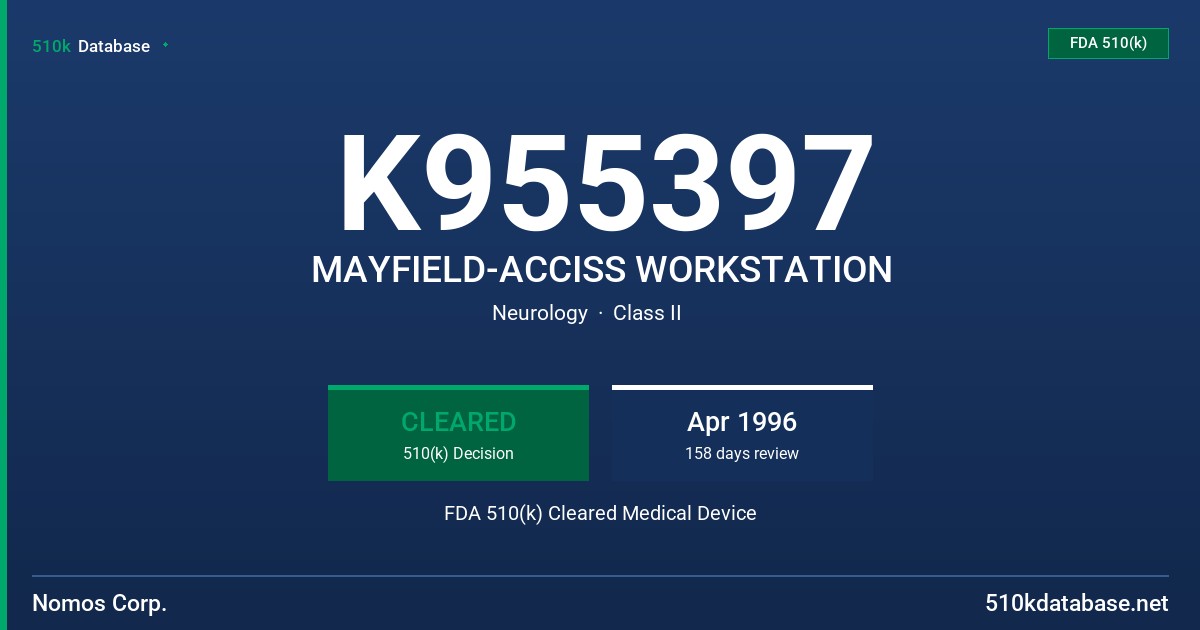 K955397 MAYFIELD-ACCISS WORKSTATION FDA 510(k) Cleared Medical Device