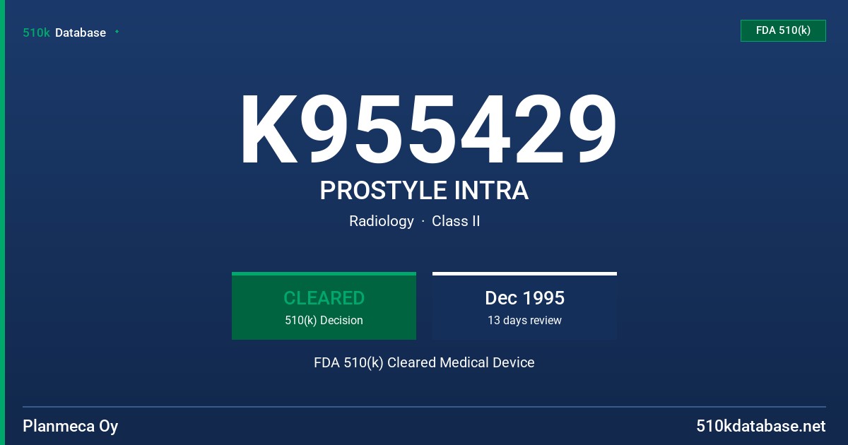 K955429 PROSTYLE INTRA FDA 510(k) Cleared Medical Device