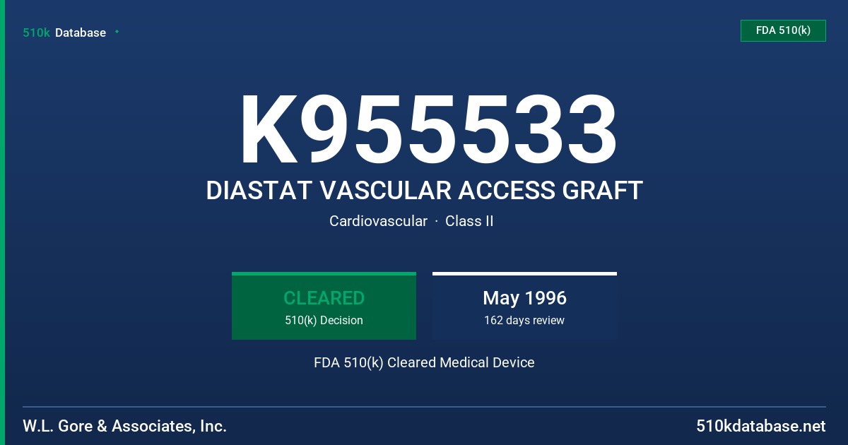 K955533 DIASTAT VASCULAR ACCESS GRAFT FDA 510(k) Cleared Medical Device
