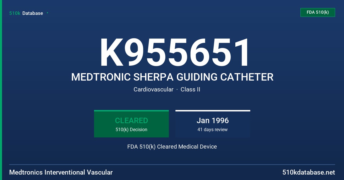 K955651 MEDTRONIC SHERPA GUIDING CATHETER FDA 510(k) Cleared Medical Device