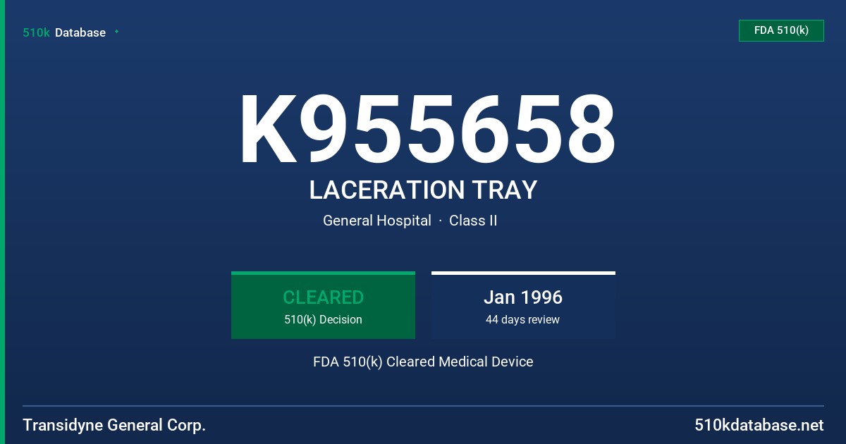 K955658 LACERATION TRAY FDA 510(k) Cleared Medical Device