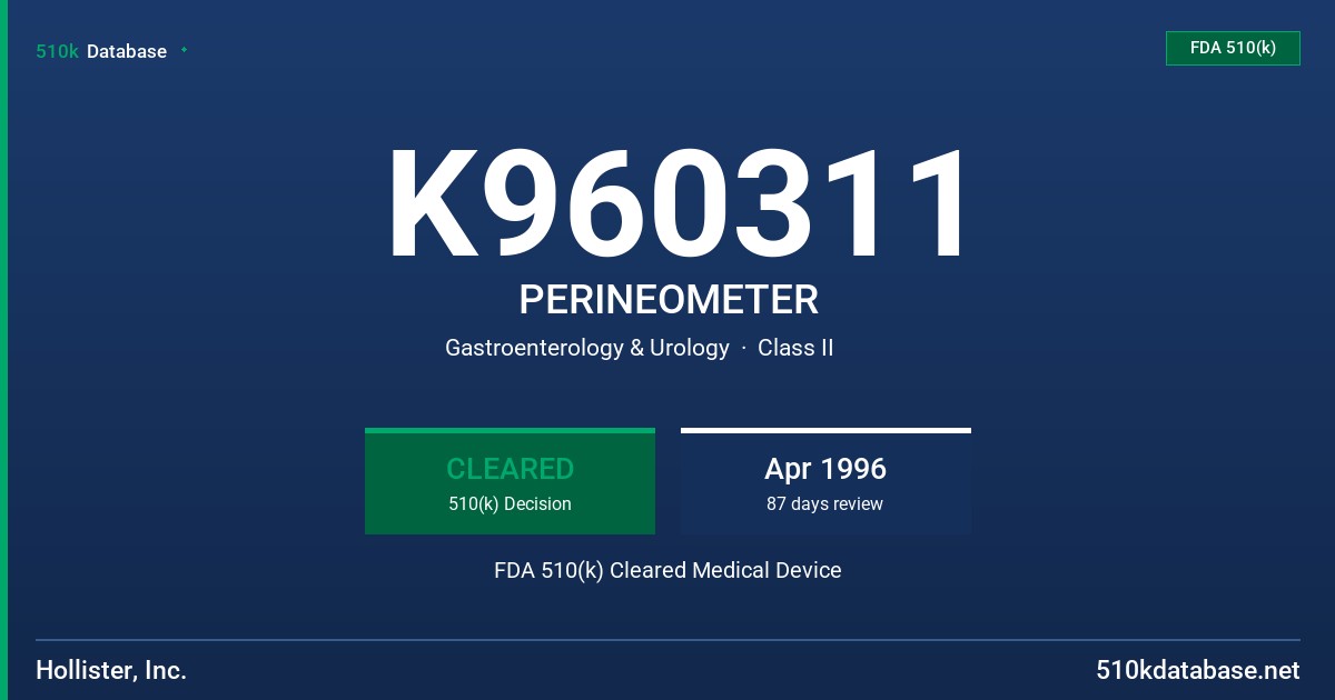K960311 PERINEOMETER FDA 510(k) Cleared Medical Device