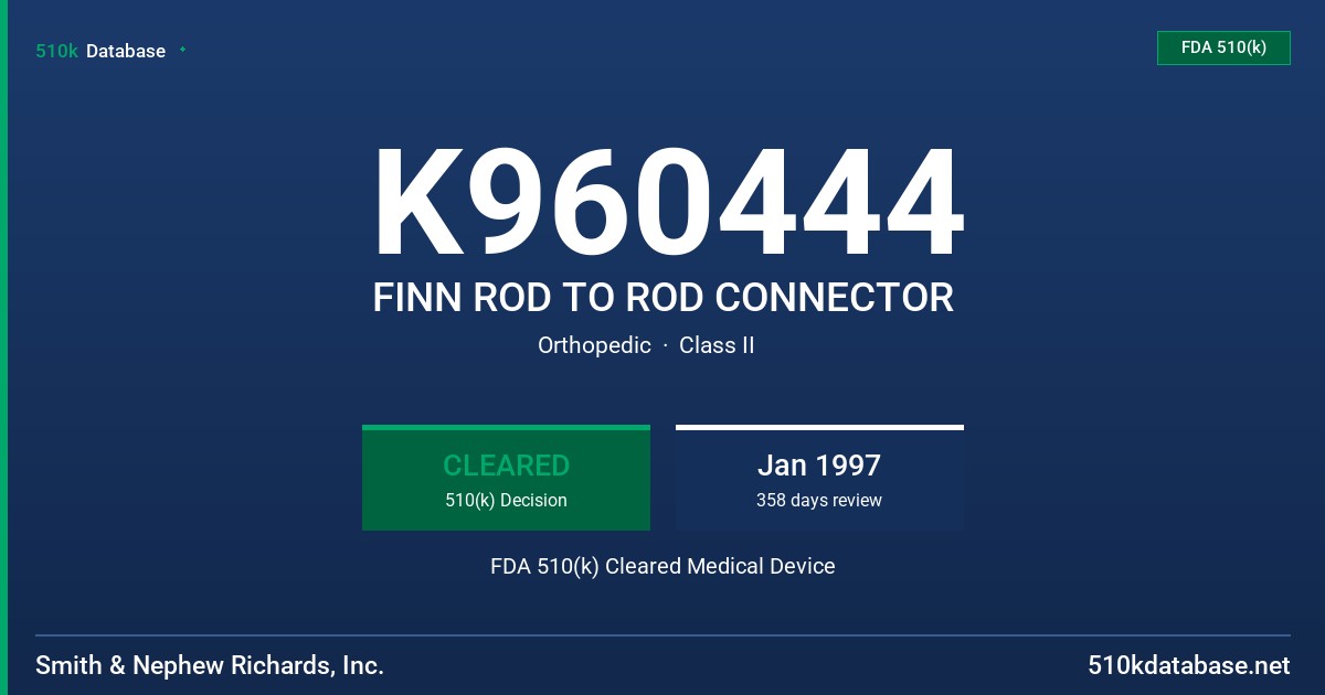 K960444 FINN ROD TO ROD CONNECTOR FDA 510(k) Cleared Medical Device
