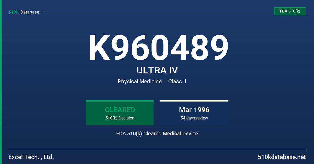 K960489 ULTRA IV FDA 510(k) Cleared Medical Device