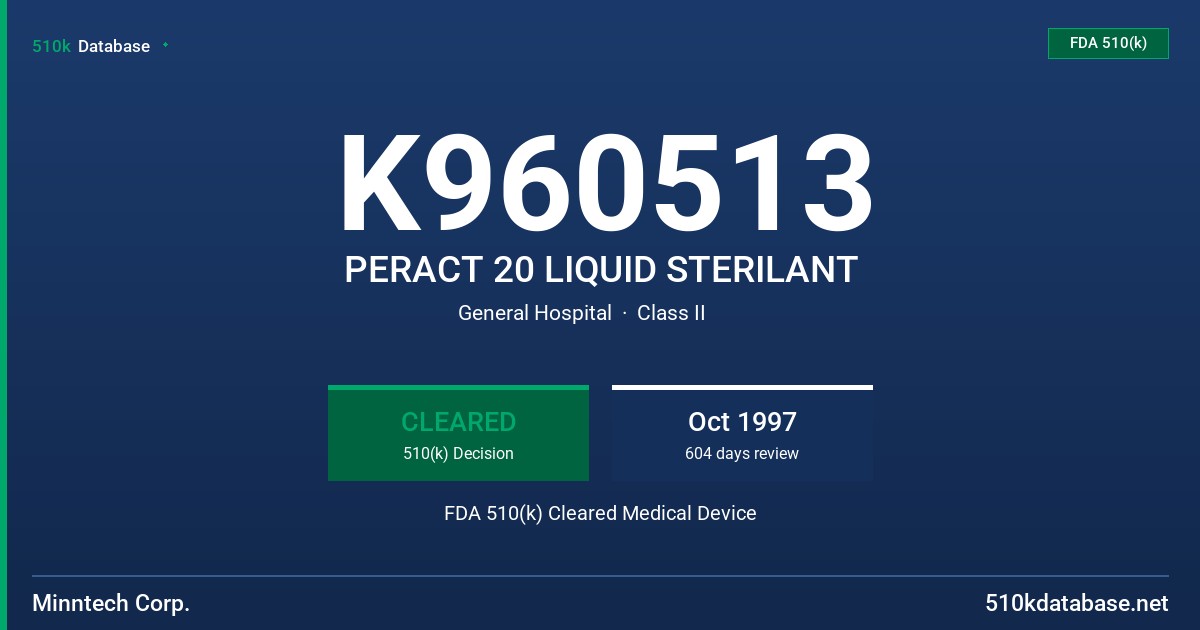 K960513 PERACT 20 LIQUID STERILANT FDA 510(k) Cleared Medical Device