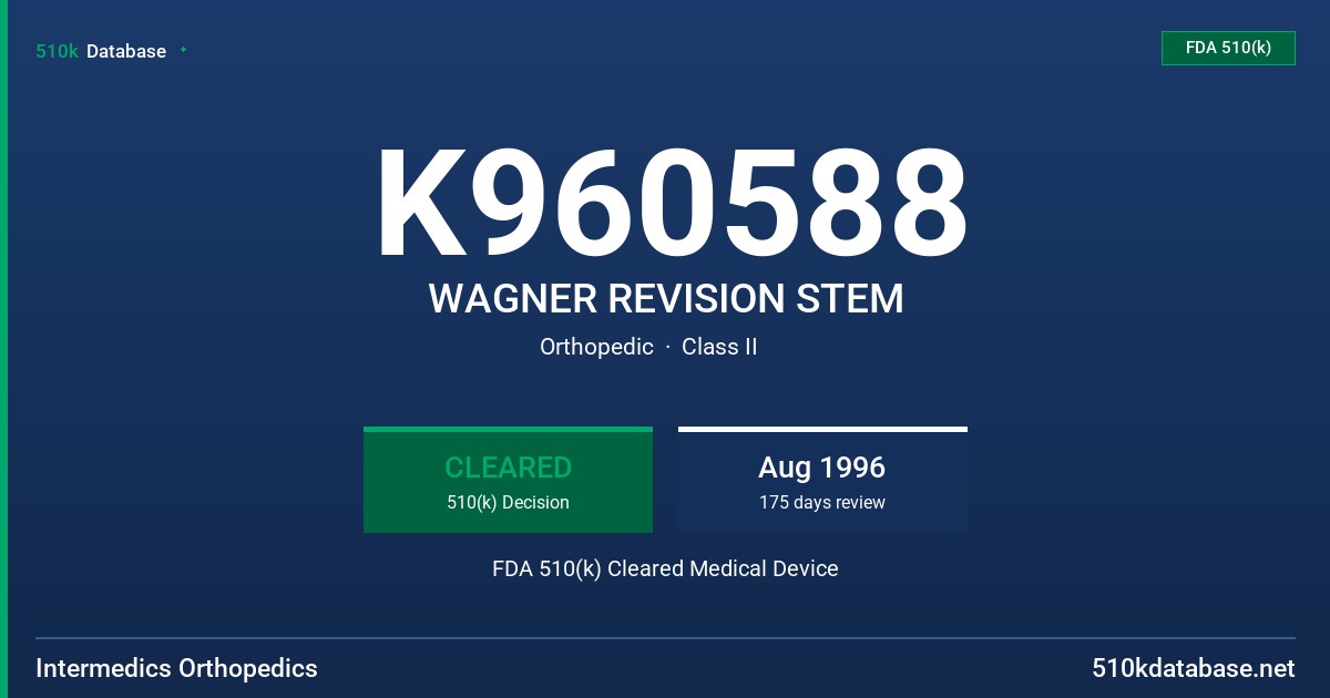 K960588 WAGNER REVISION STEM FDA 510(k) Cleared Medical Device