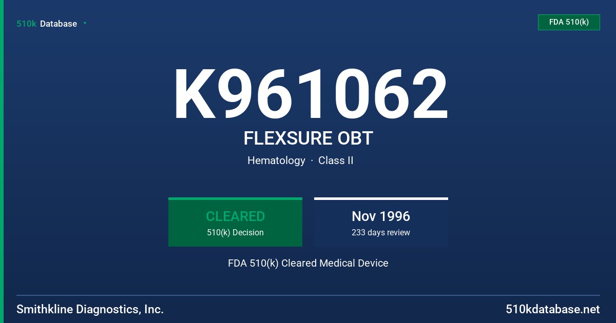 K961062 FLEXSURE OBT FDA 510(k) Cleared Medical Device