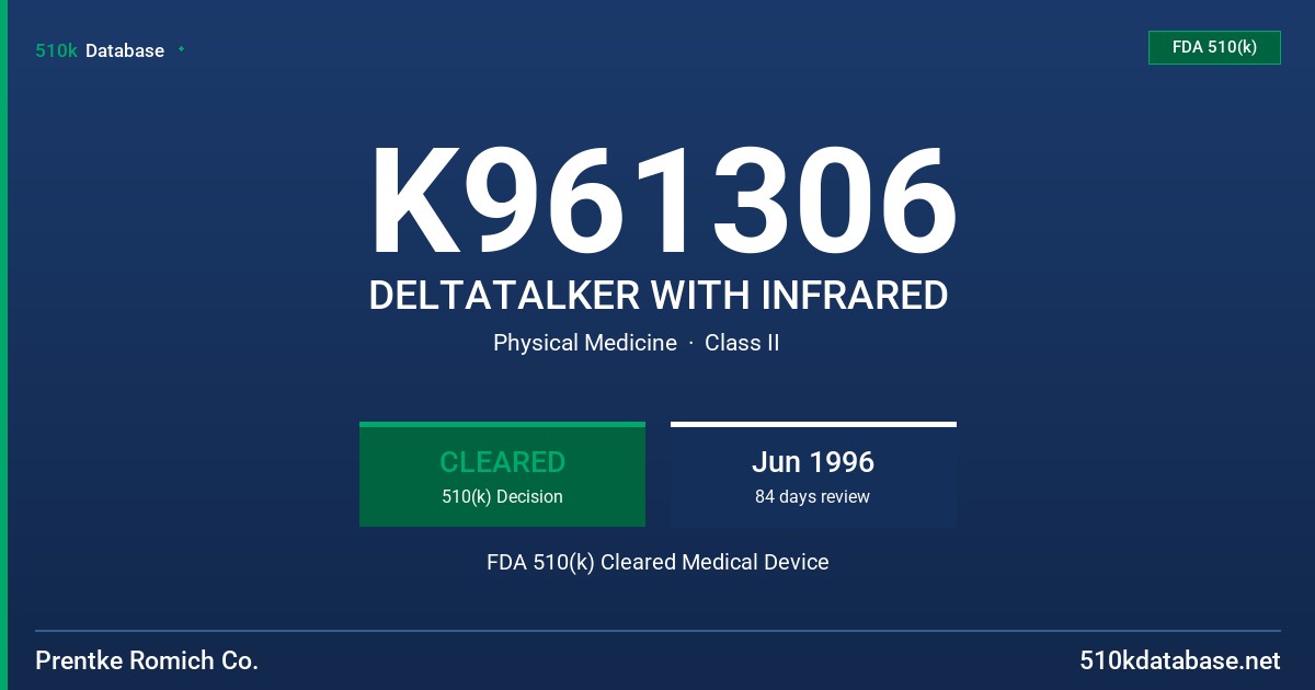 K961306 DELTATALKER WITH INFRARED FDA 510(k) Cleared Medical Device