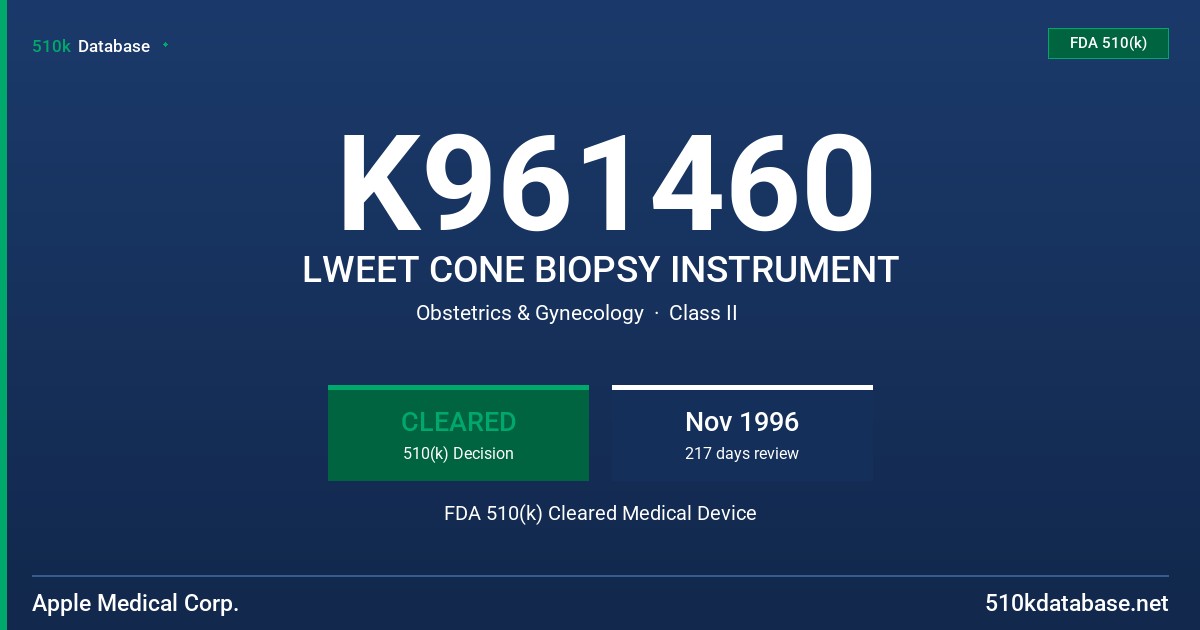 K961460 LWEET CONE BIOPSY INSTRUMENT FDA 510(k) Cleared Medical Device