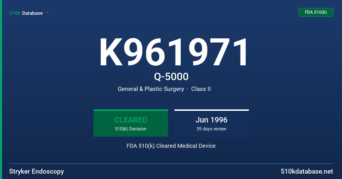 K961971 Q-5000 FDA 510(k) Cleared Medical Device