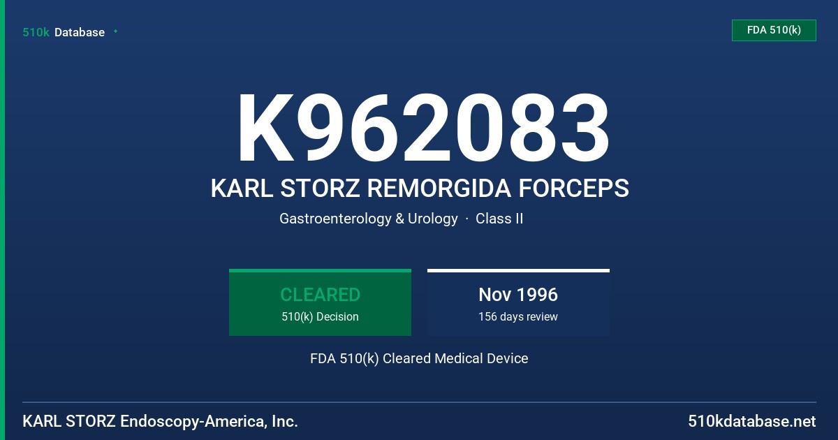K962083 KARL STORZ REMORGIDA FORCEPS FDA 510(k) Cleared Medical Device