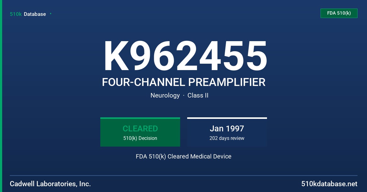 K962455 FOUR-CHANNEL PREAMPLIFIER FDA 510(k) Cleared Medical Device