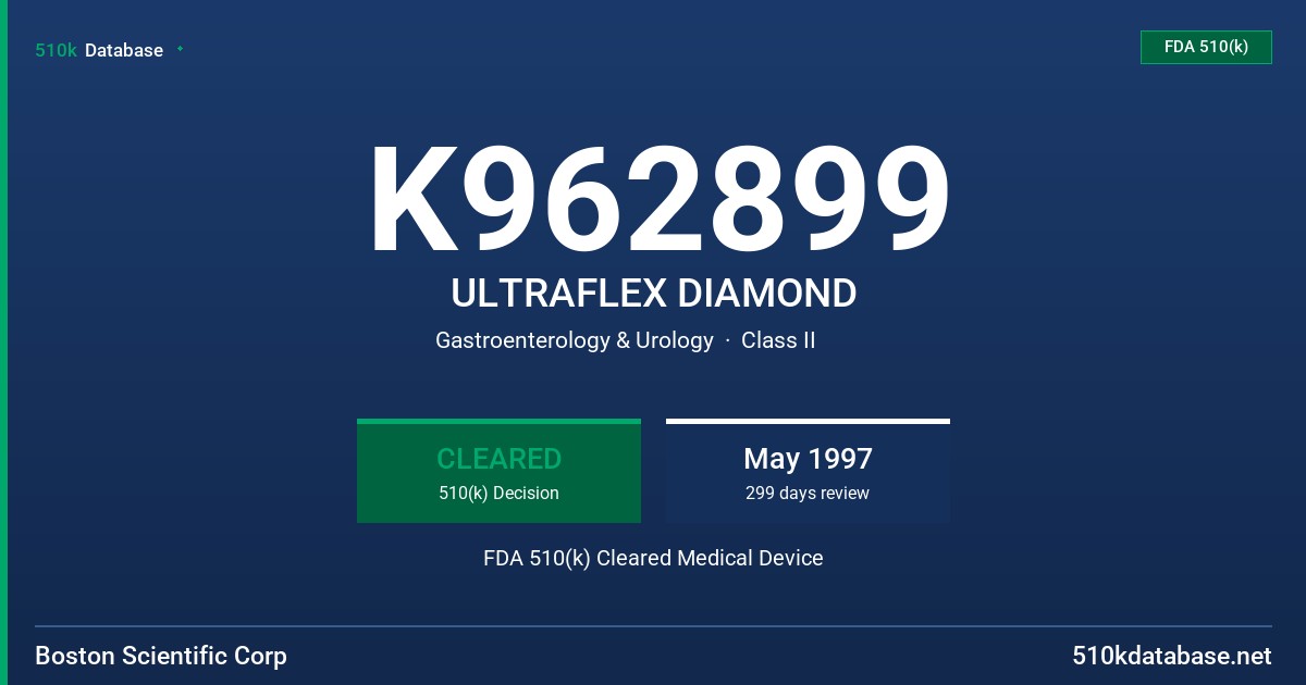 K962899 ULTRAFLEX DIAMOND FDA 510(k) Cleared Medical Device