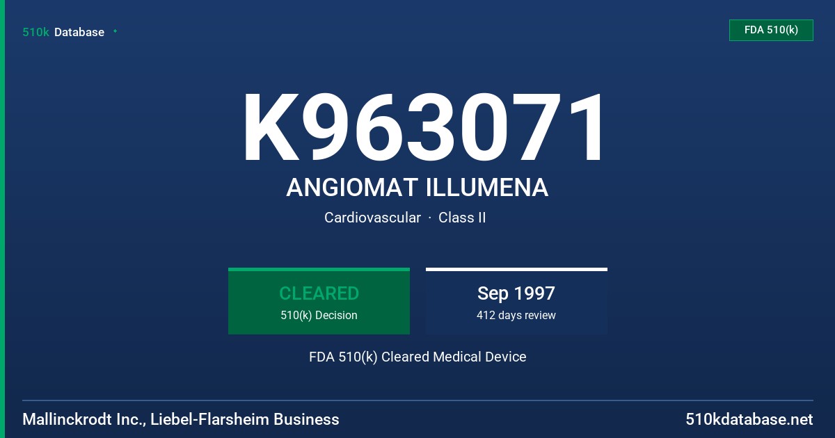 K963071 ANGIOMAT ILLUMENA FDA 510(k) Cleared Medical Device