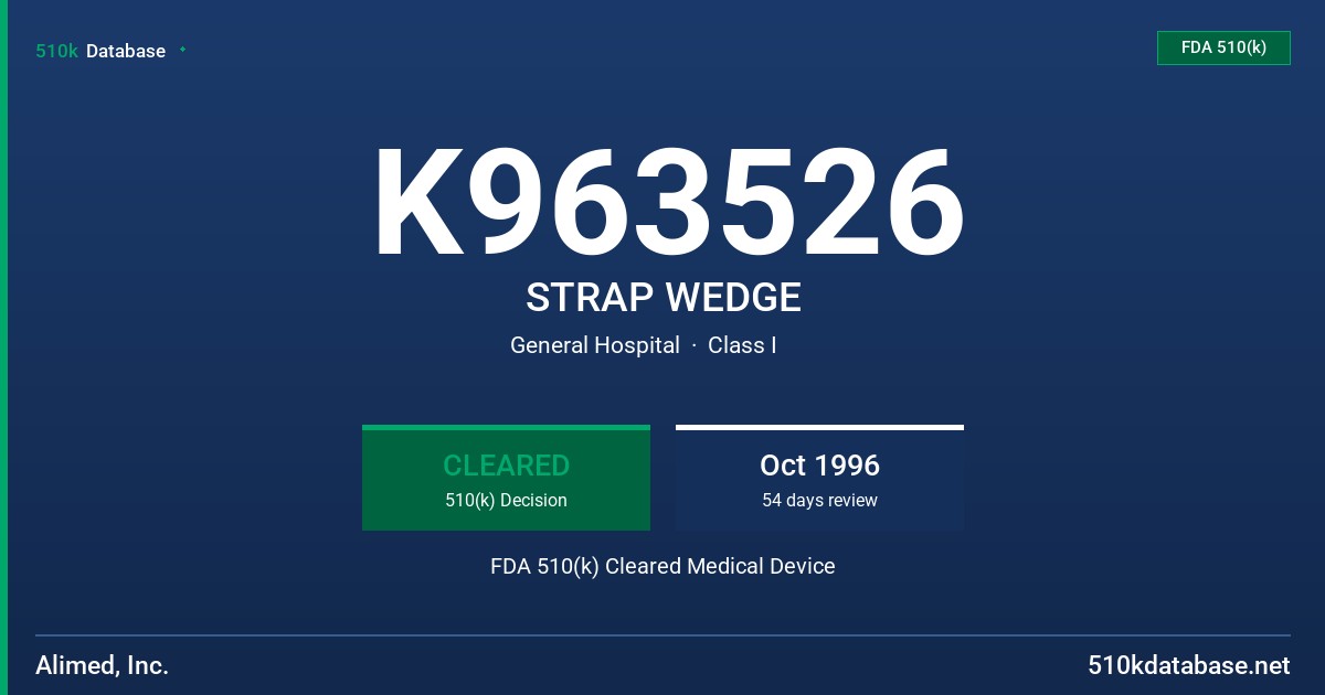 K963526 STRAP WEDGE FDA 510(k) Cleared Medical Device