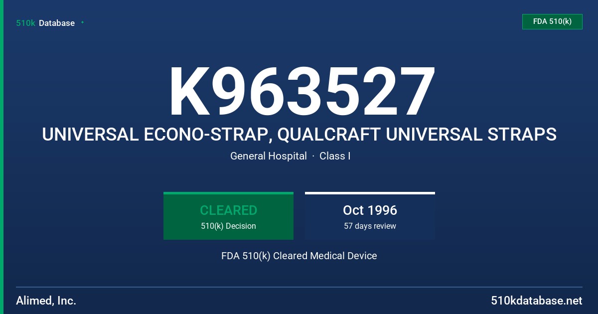 K963527 UNIVERSAL ECONO-STRAP, QUALCRAFT UNIVERSAL STRAPS FDA 510(k) Cleared Medical Device