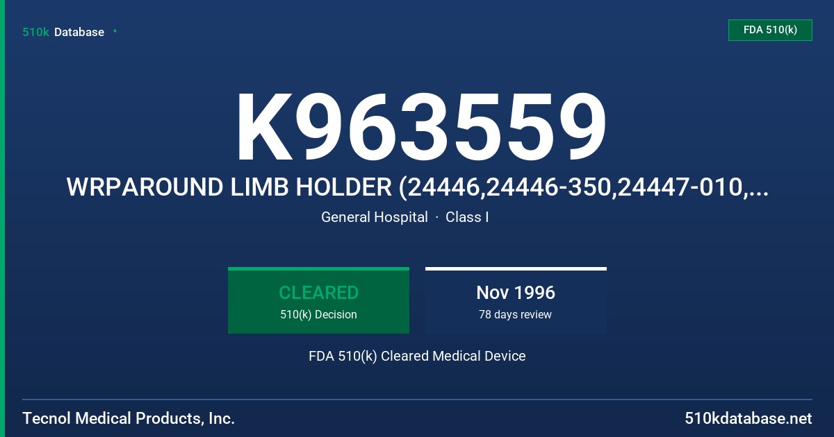K963559 WRPAROUND LIMB HOLDER (24446,24446-350,24447-010,24449-010) FDA 510(k) Cleared Medical Device