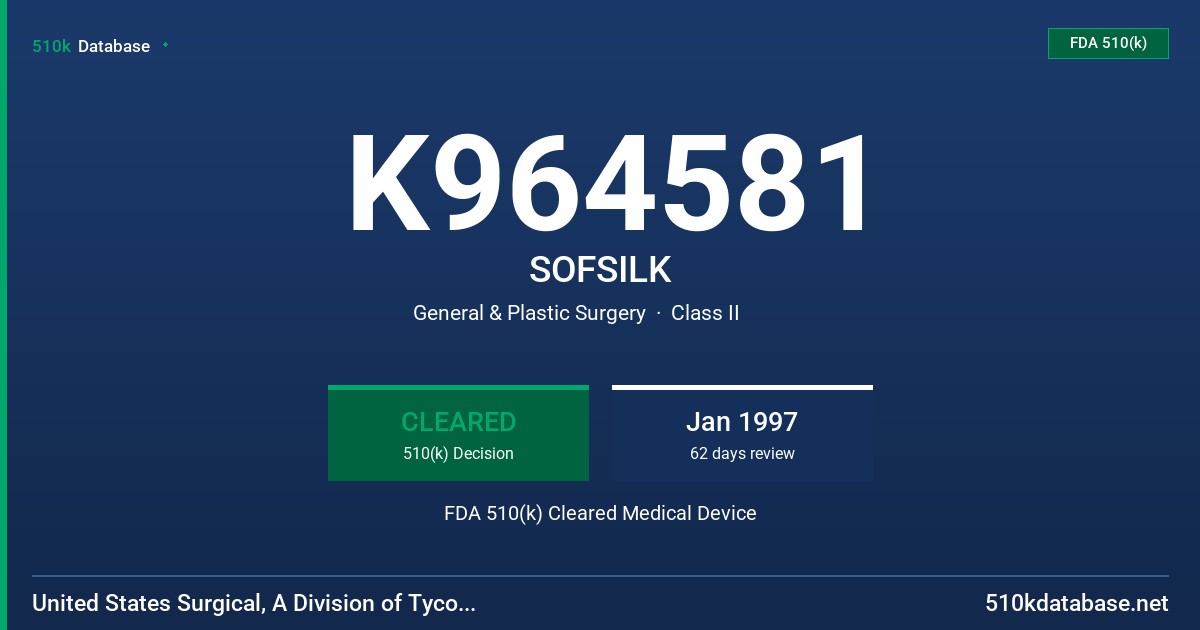 K964581 SOFSILK FDA 510(k) Cleared Medical Device