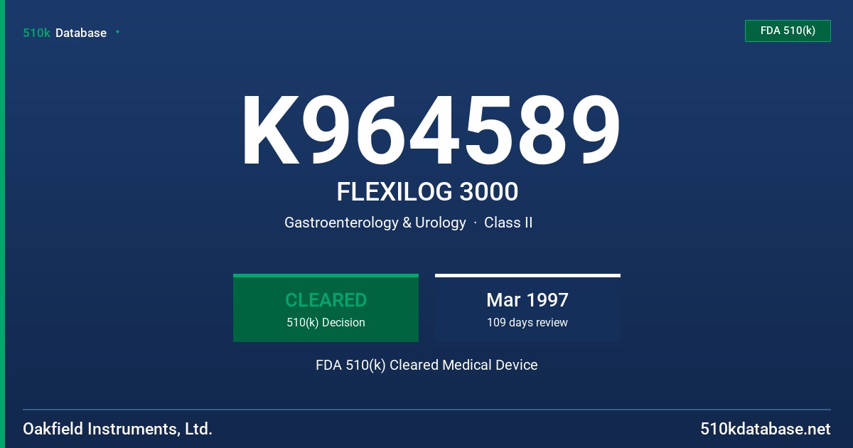 K964589 FLEXILOG 3000 FDA 510(k) Cleared Medical Device