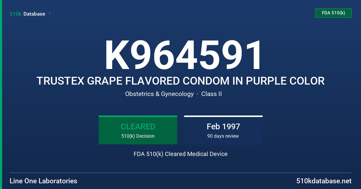 K964591 TRUSTEX GRAPE FLAVORED CONDOM IN PURPLE COLOR FDA 510(k) Cleared Medical Device