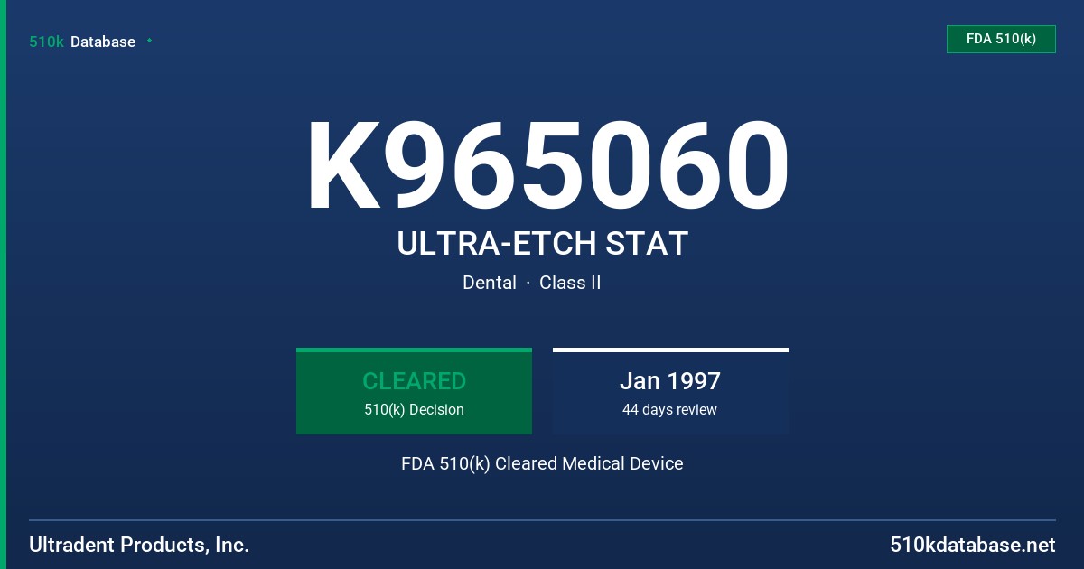 K965060 ULTRA-ETCH STAT FDA 510(k) Cleared Medical Device