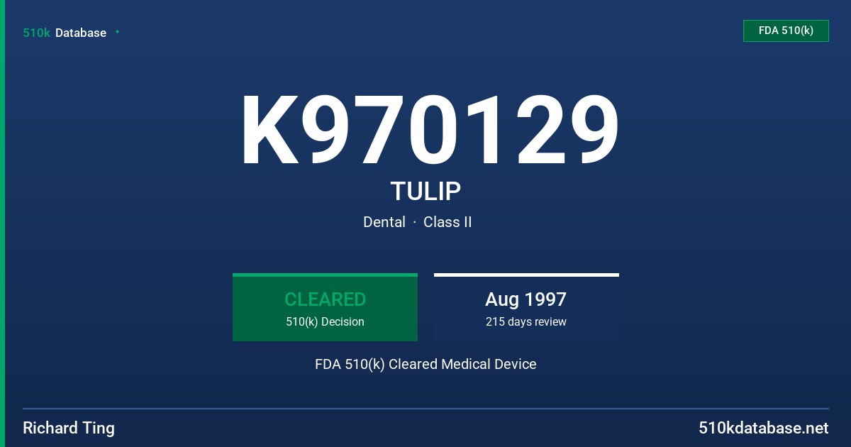 K970129 TULIP FDA 510(k) Cleared Medical Device