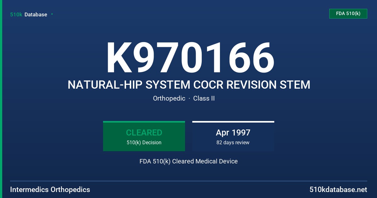 K970166 NATURAL-HIP SYSTEM COCR REVISION STEM FDA 510(k) Cleared Medical Device