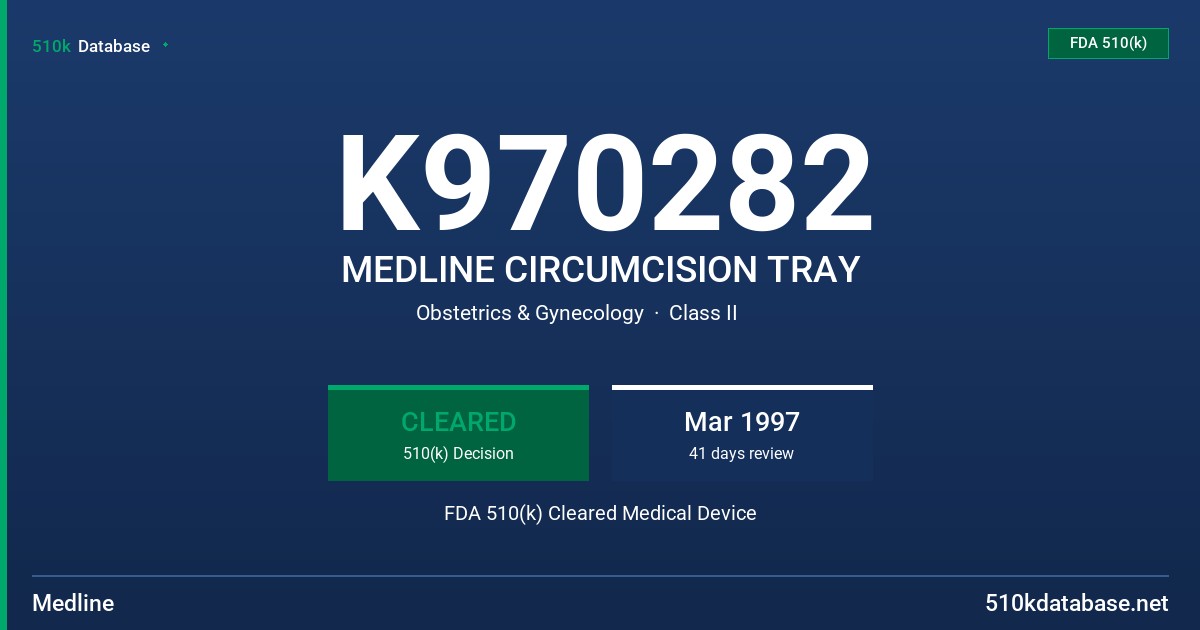 K970282 MEDLINE CIRCUMCISION TRAY FDA 510(k) Cleared Medical Device