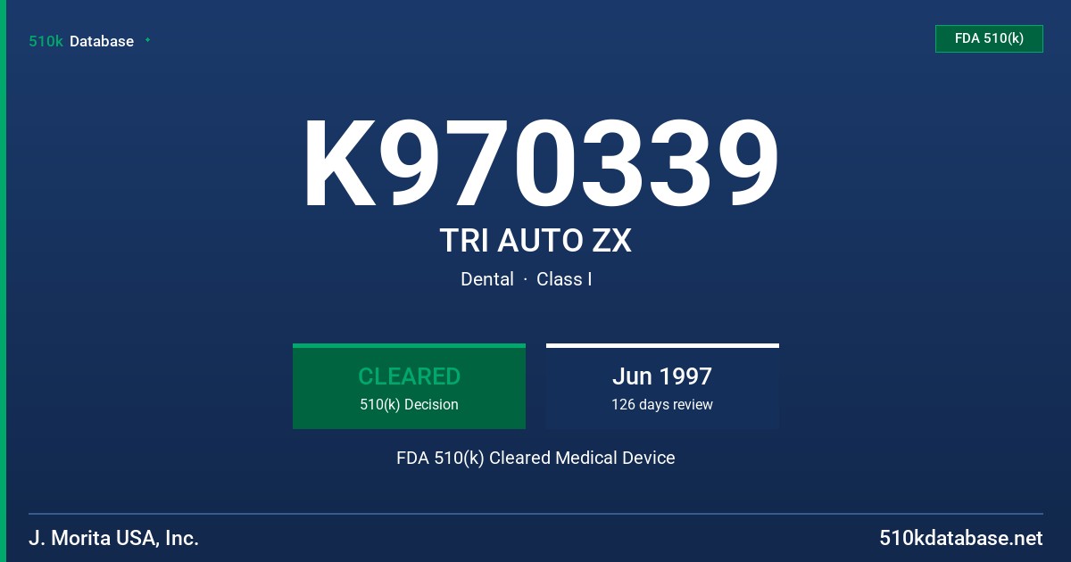 K970339 TRI AUTO ZX FDA 510(k) Cleared Medical Device
