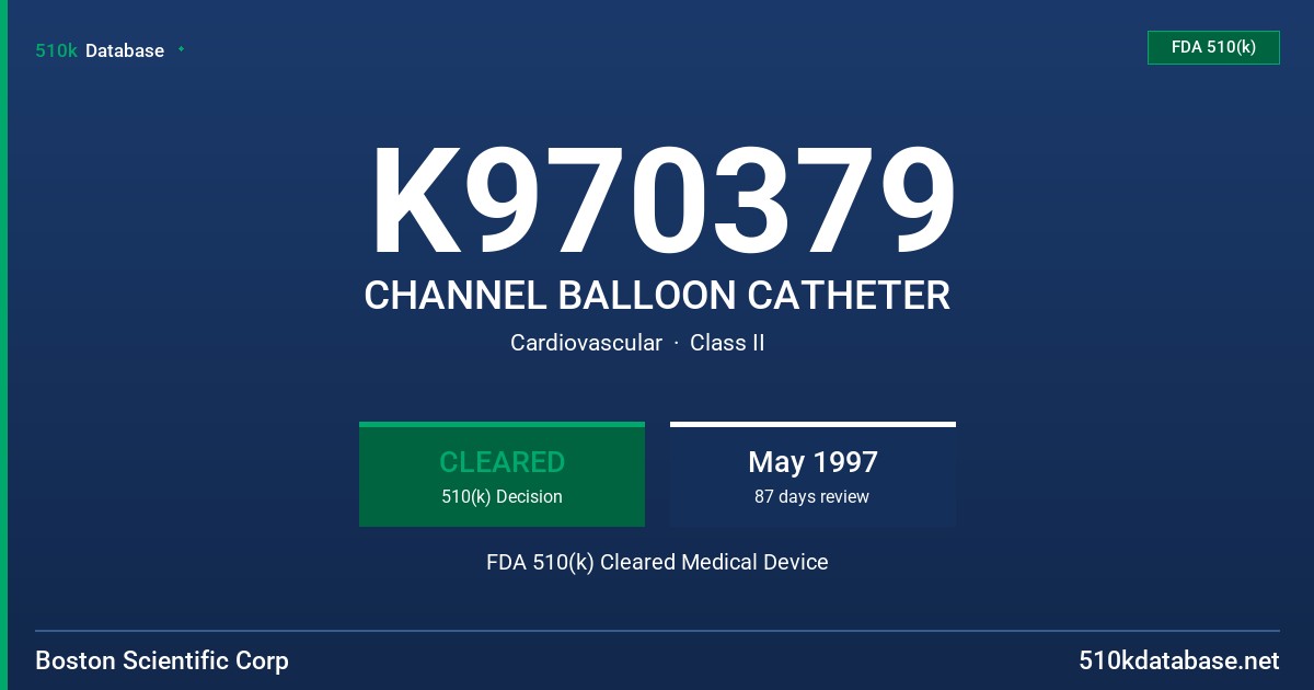 K970379 CHANNEL BALLOON CATHETER FDA 510(k) Cleared Medical Device