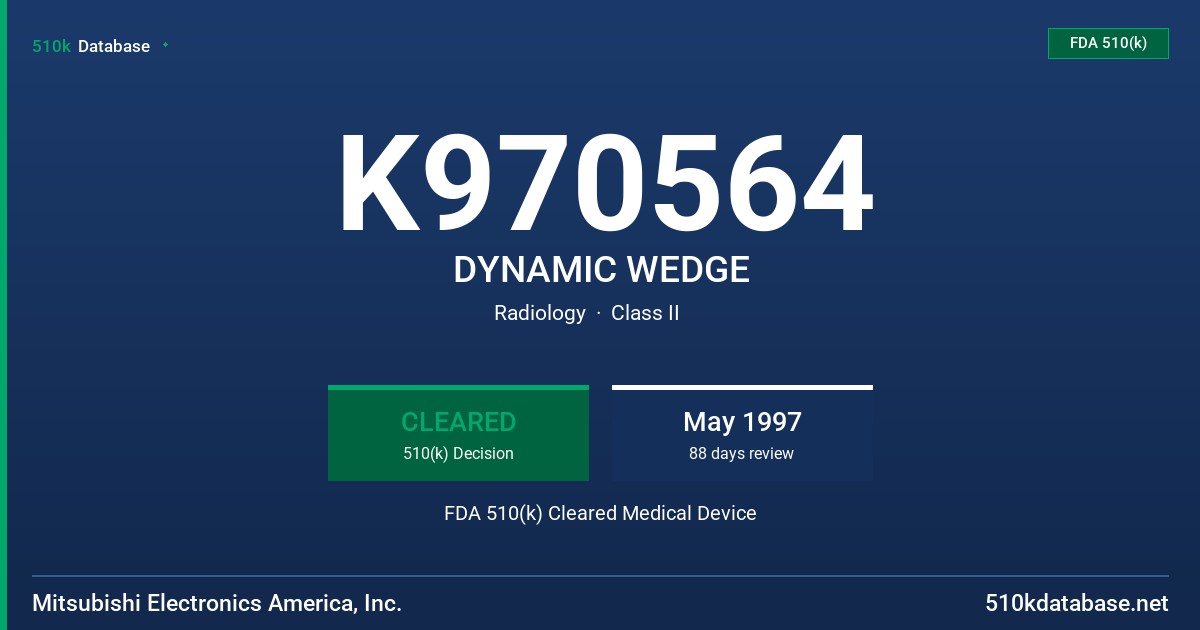 K970564 DYNAMIC WEDGE FDA 510(k) Cleared Medical Device