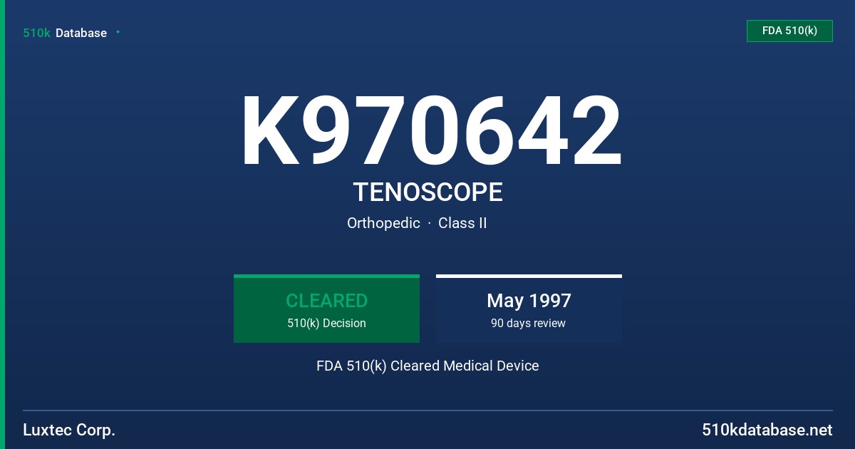 K970642 TENOSCOPE FDA 510(k) Cleared Medical Device