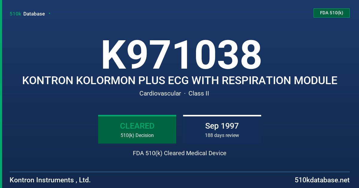K971038 KONTRON KOLORMON PLUS ECG WITH RESPIRATION MODULE FDA 510(k) Cleared Medical Device