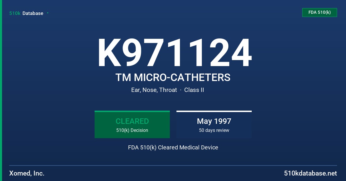 K971124 TM MICRO-CATHETERS FDA 510(k) Cleared Medical Device