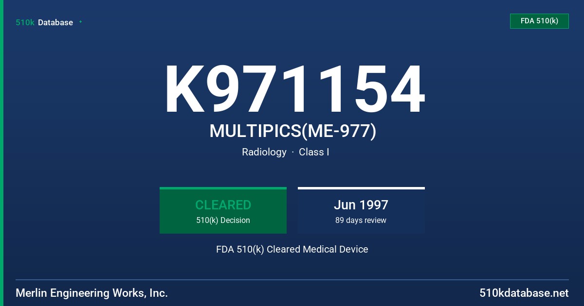 K971154 MULTIPICS(ME-977) FDA 510(k) Cleared Medical Device