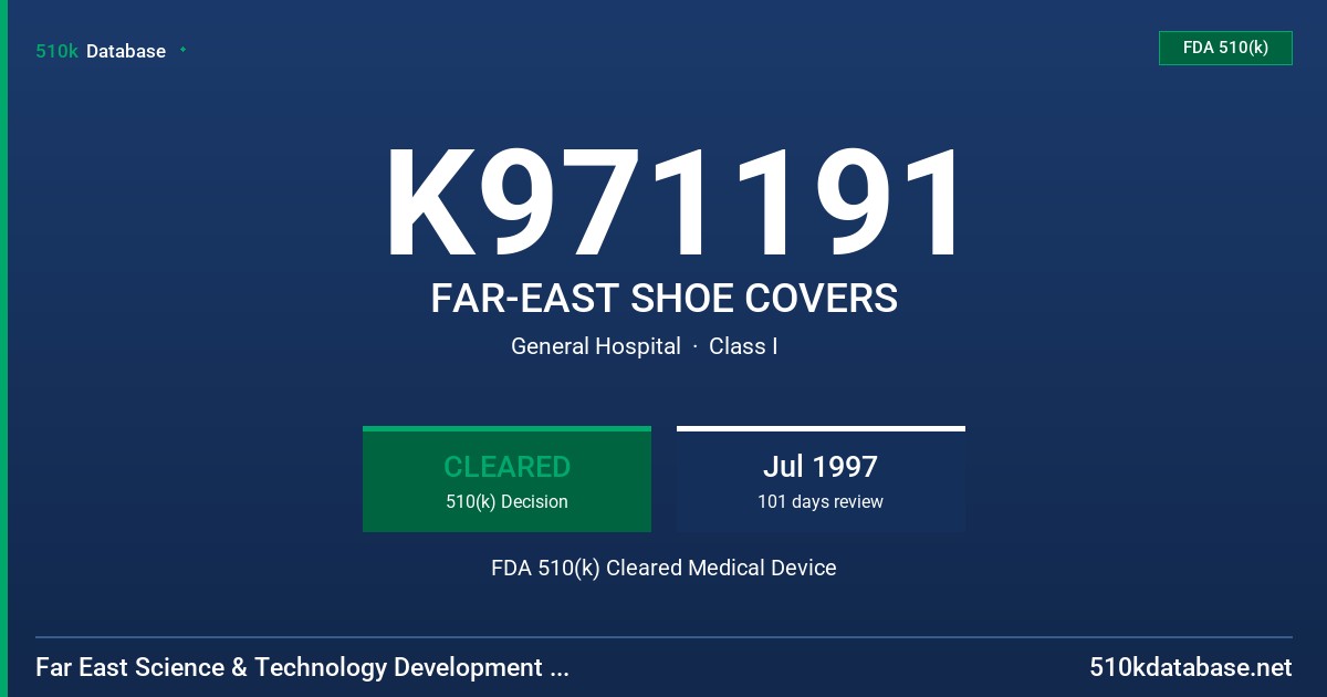 K971191 FAR-EAST SHOE COVERS FDA 510(k) Cleared Medical Device