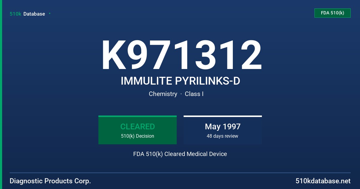 K971312 IMMULITE PYRILINKS-D FDA 510(k) Cleared Medical Device
