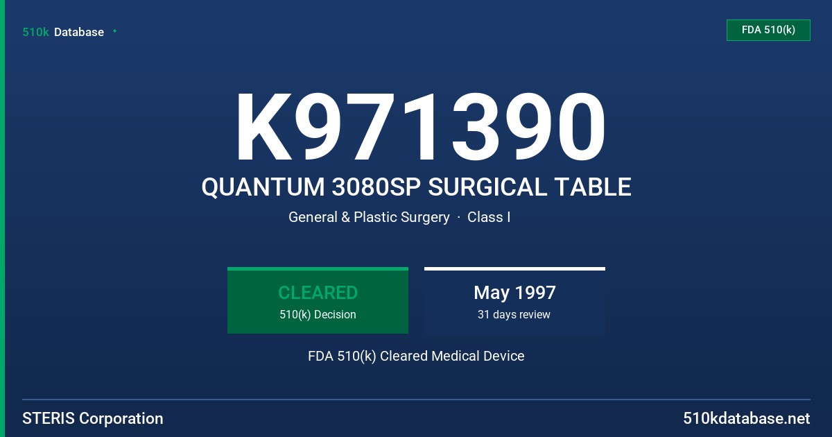 K971390 QUANTUM 3080SP SURGICAL TABLE FDA 510(k) Cleared Medical Device