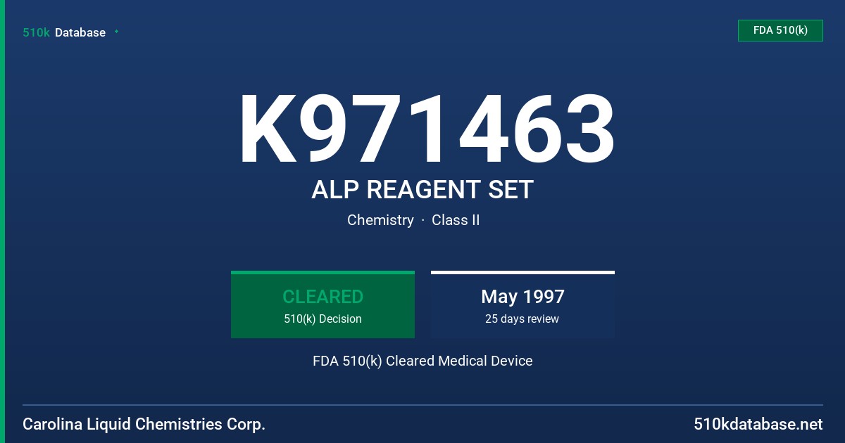 K971463 ALP REAGENT SET FDA 510(k) Cleared Medical Device