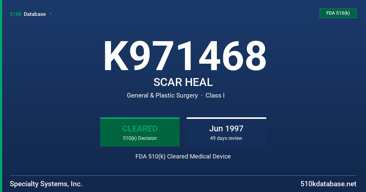 K971468 SCAR HEAL FDA 510(k) Cleared Medical Device