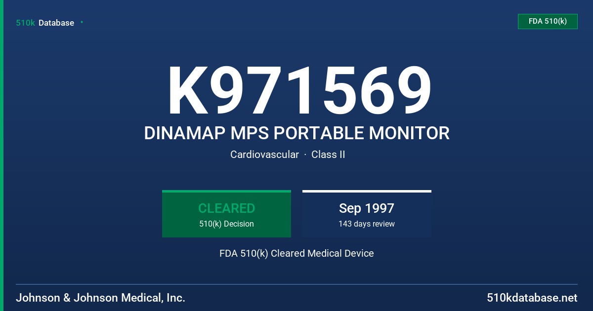 K971569 DINAMAP MPS PORTABLE MONITOR FDA 510(k) Cleared Medical Device