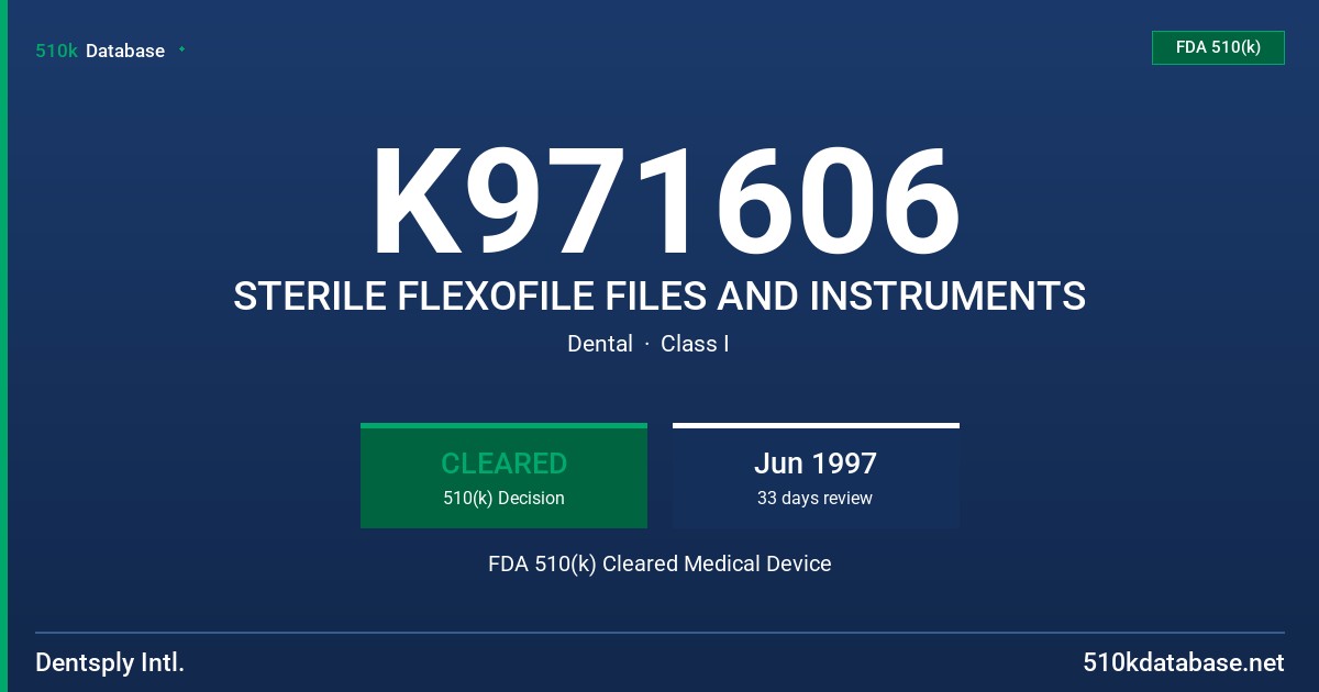 K971606 STERILE FLEXOFILE FILES AND INSTRUMENTS FDA 510(k) Cleared Medical Device