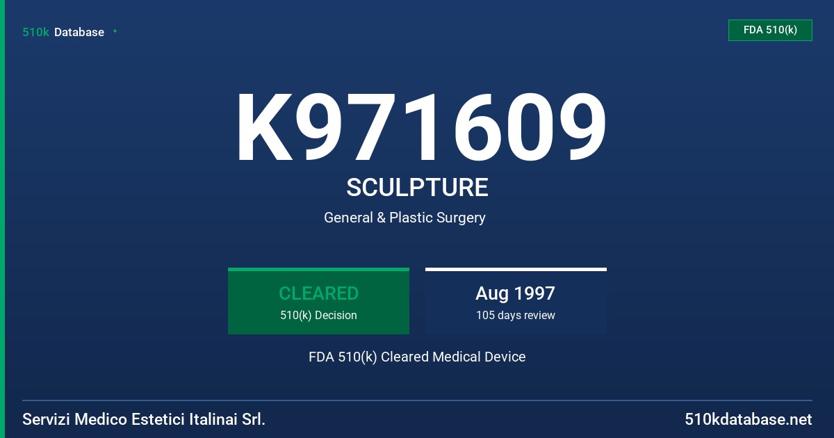 K971609 SCULPTURE FDA 510(k) Cleared Medical Device