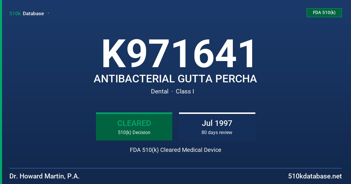 K971641 ANTIBACTERIAL GUTTA PERCHA FDA 510(k) Cleared Medical Device