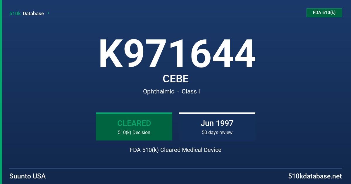 K971644 CEBE FDA 510(k) Cleared Medical Device