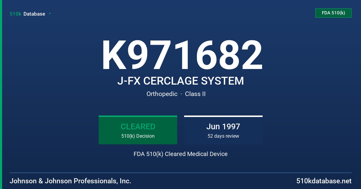 K971682 J-FX CERCLAGE SYSTEM FDA 510(k) Cleared Medical Device