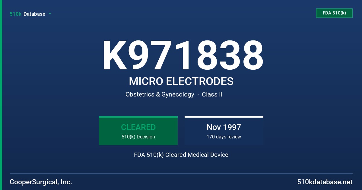 K971838 MICRO ELECTRODES FDA 510(k) Cleared Medical Device