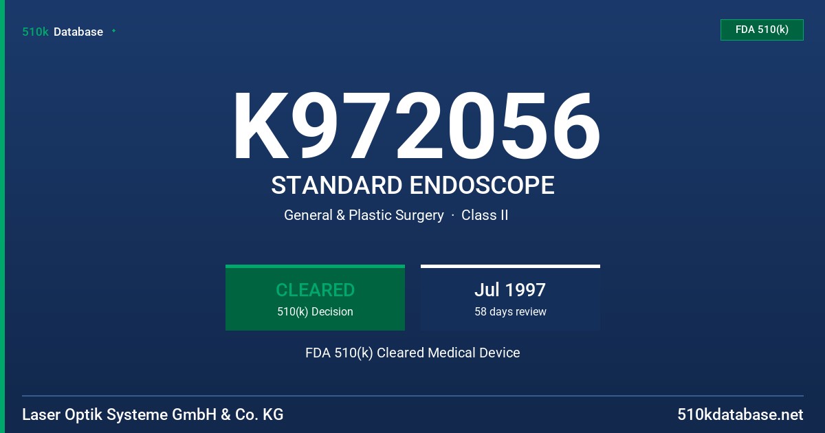 K972056 STANDARD ENDOSCOPE FDA 510(k) Cleared Medical Device
