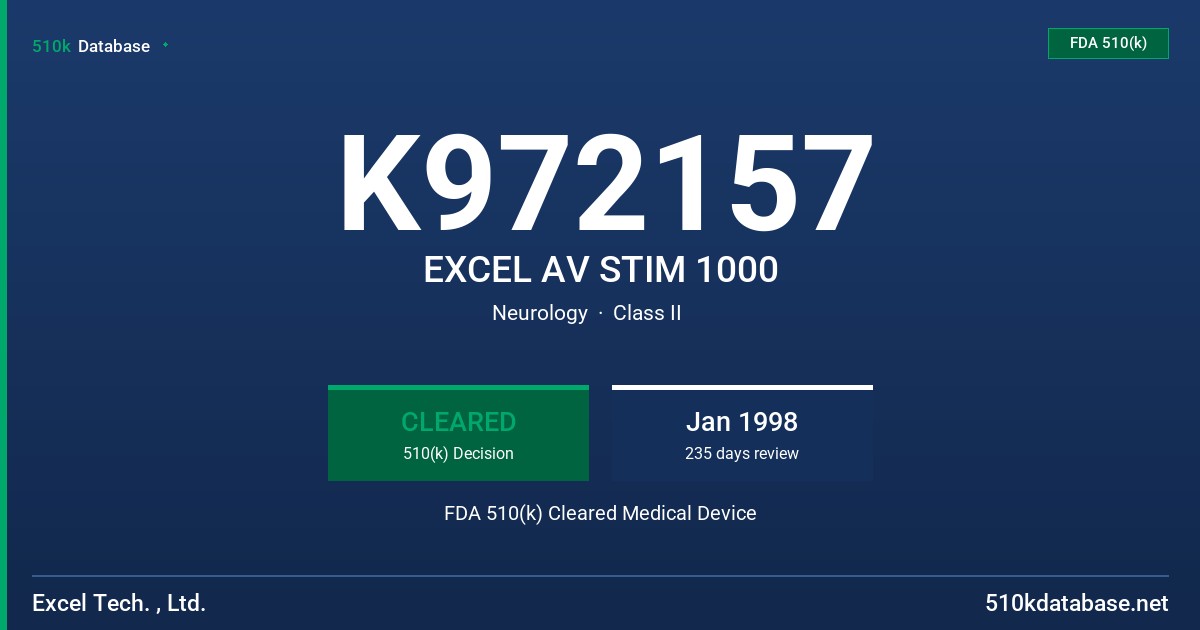K972157 EXCEL AV STIM 1000 FDA 510(k) Cleared Medical Device